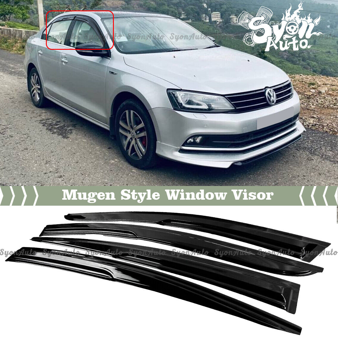FITS 11-2017 VW JETTA MK6 3D WAVY MUGEN STYLE WINDOW VISOR RAIN GUARD DEFLECTOR