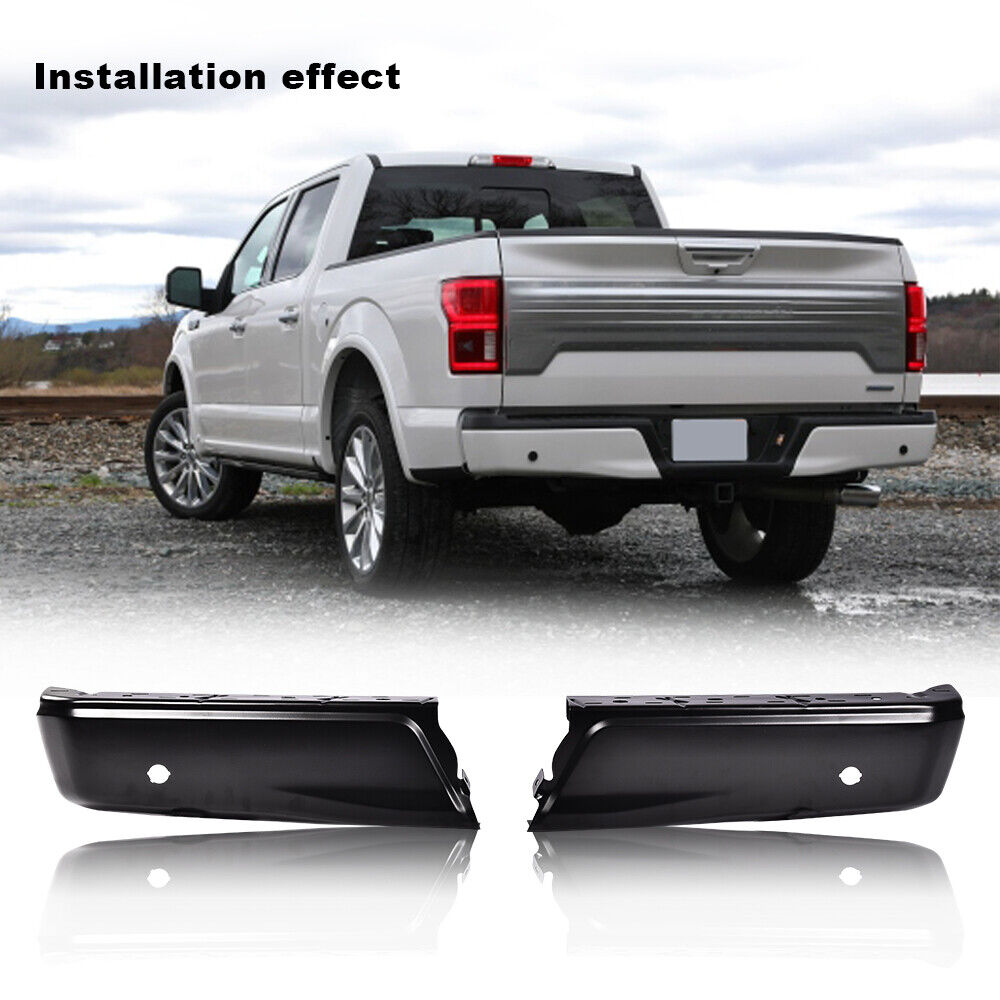 Fit For 2015-2020 Ford F-150 Black Left Right Rear Bumper Ends W/ Park FO1102383