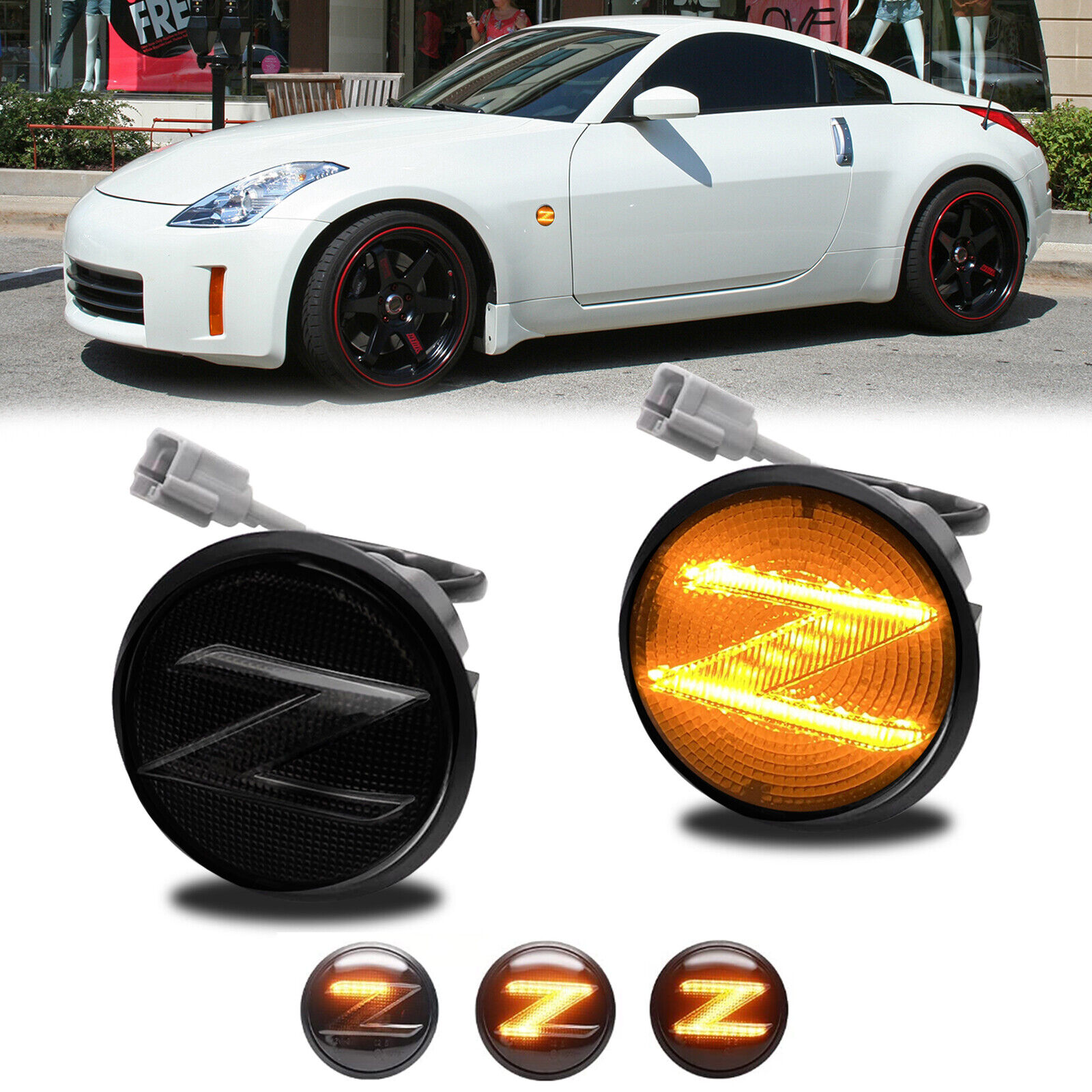 For 2003-2009 Nissan 350z Z33 09-20 370Z Z34 LED Side Marker Turn Signal Lights