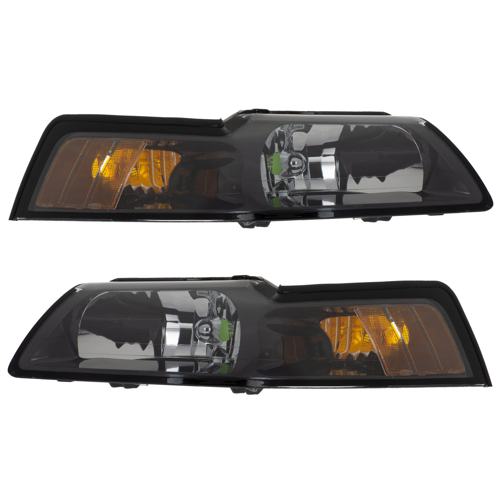 OEM NEW Front Right & Left Headlight Lamp Smoke Set (2) 01-04 Ford Mustang Cobra