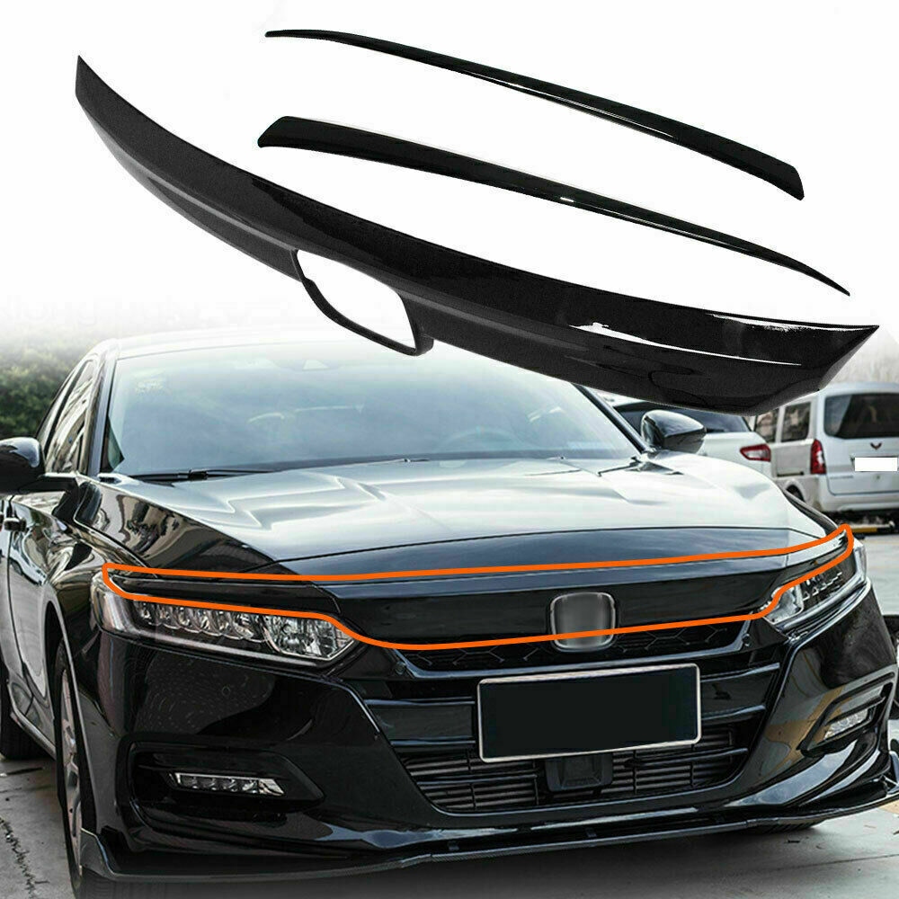 ABS Glossy Black Lip Front Grille Cover Moulding Trim For Honda Accord 2018-2020