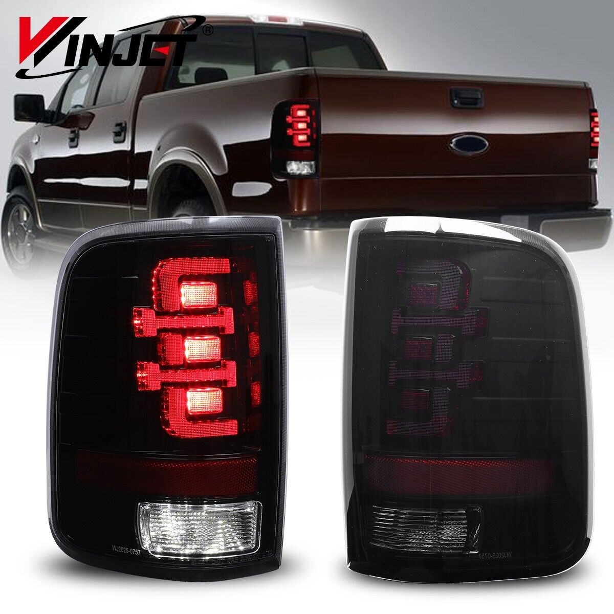 Smoke LED Tail Lights For 2004-2008 Ford F150 F-150 Brake Lamps Left+Right Pair