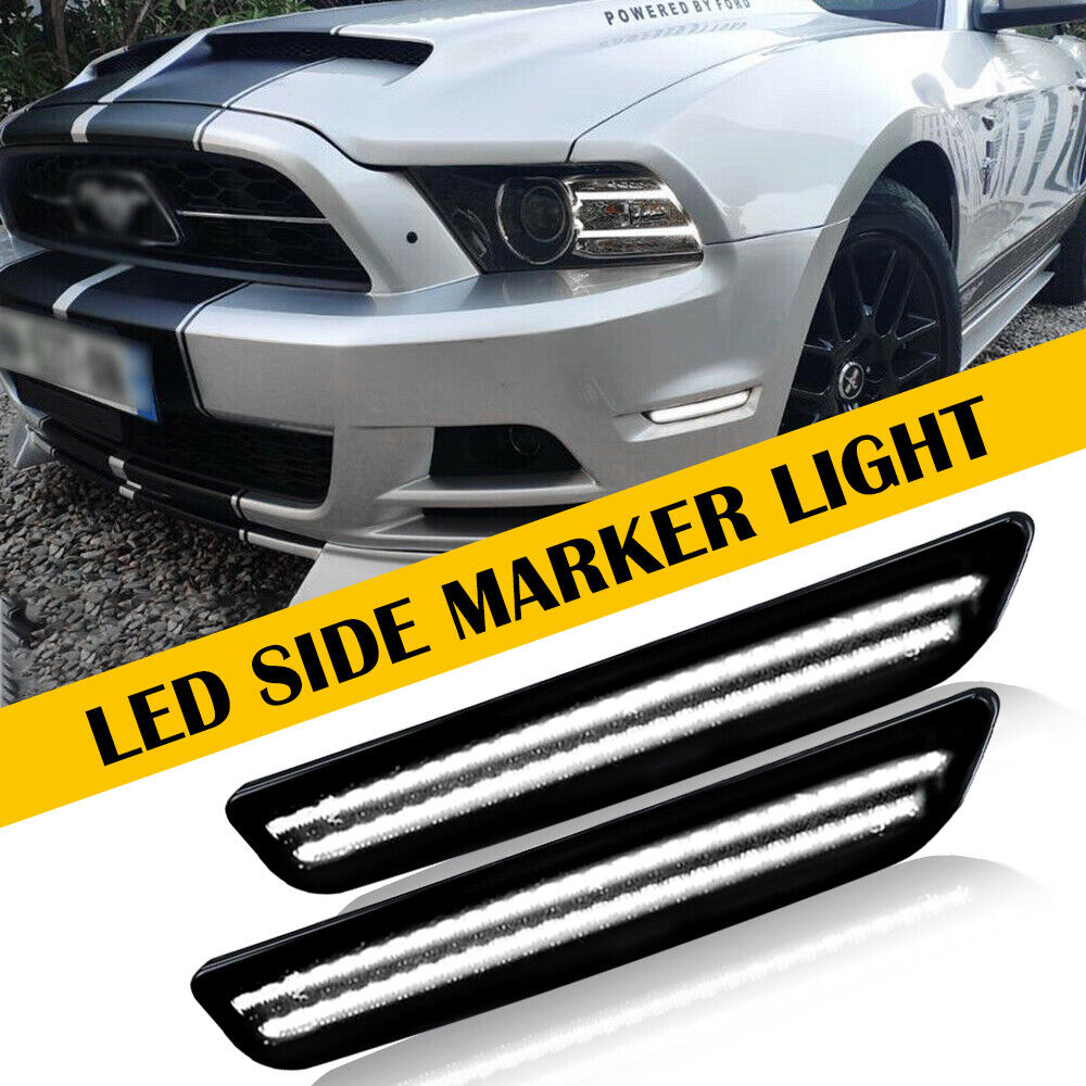 2pcs For 2010-2014 Ford Mustang LED Front Bumper Side Marker Light Super White