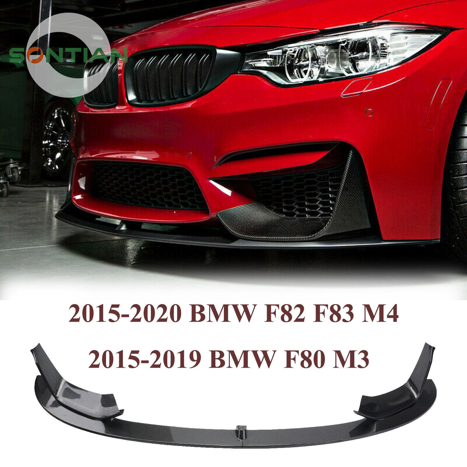 For 15-20 BMW M3 F80 M4 F82 F83 MP Style Carbon Fiber Front Bumper Lip Splitter