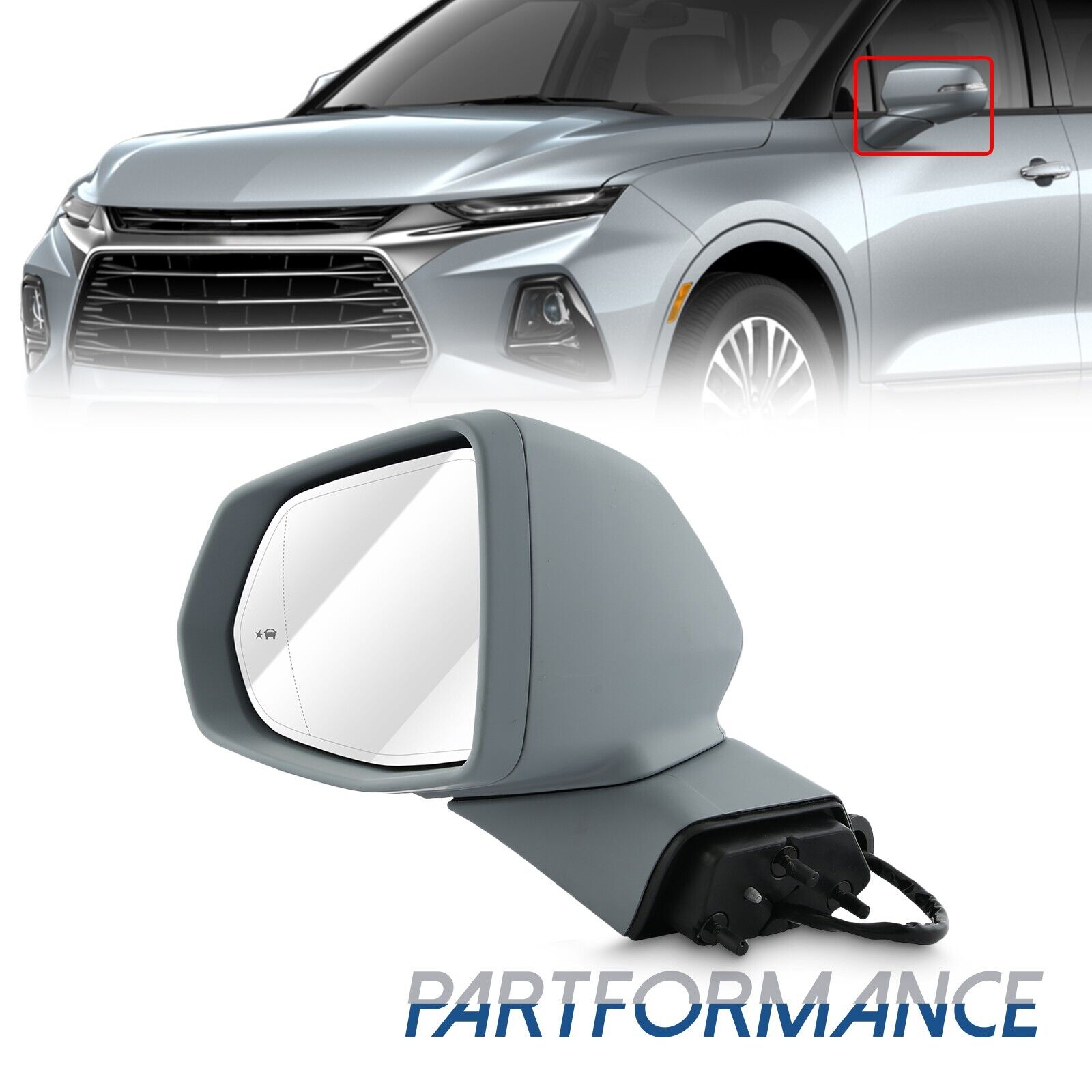 For 2019-2022 Chevy Blazer Mirror Power Heated 10Pin w/Blind Spot LH Driver Side