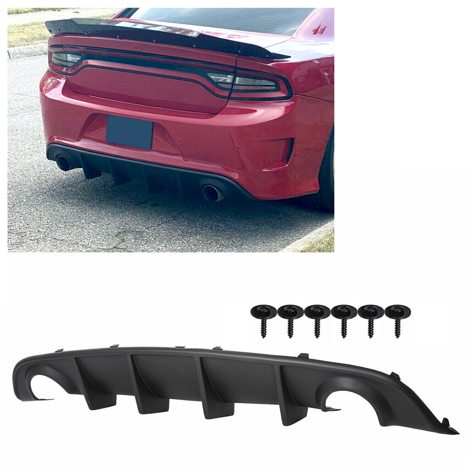 For 2015-23 Dodge Charger SRT OE Style Rear Diffuser Bumper Valance PP Paintable