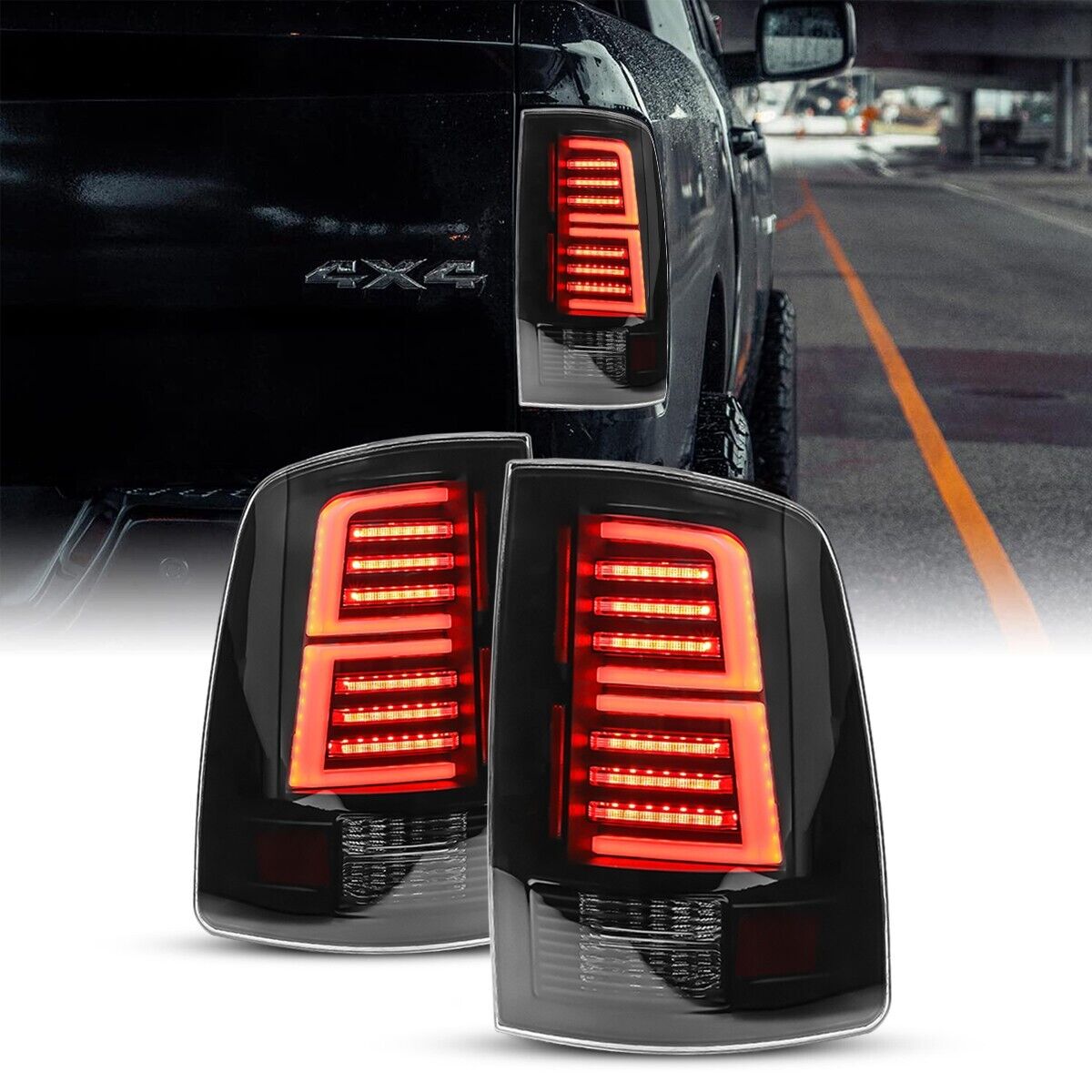 LED Tail Lights For 2009-2018 Dodge Ram 1500 2500 3500 Pickup Smoke Brake Lamps