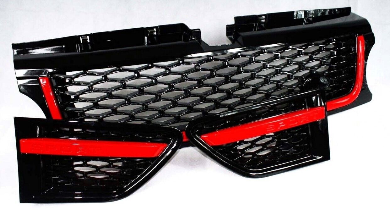Zunsport Compatible With Range Rover Sport (L320) Black Grill with Red Trim 3