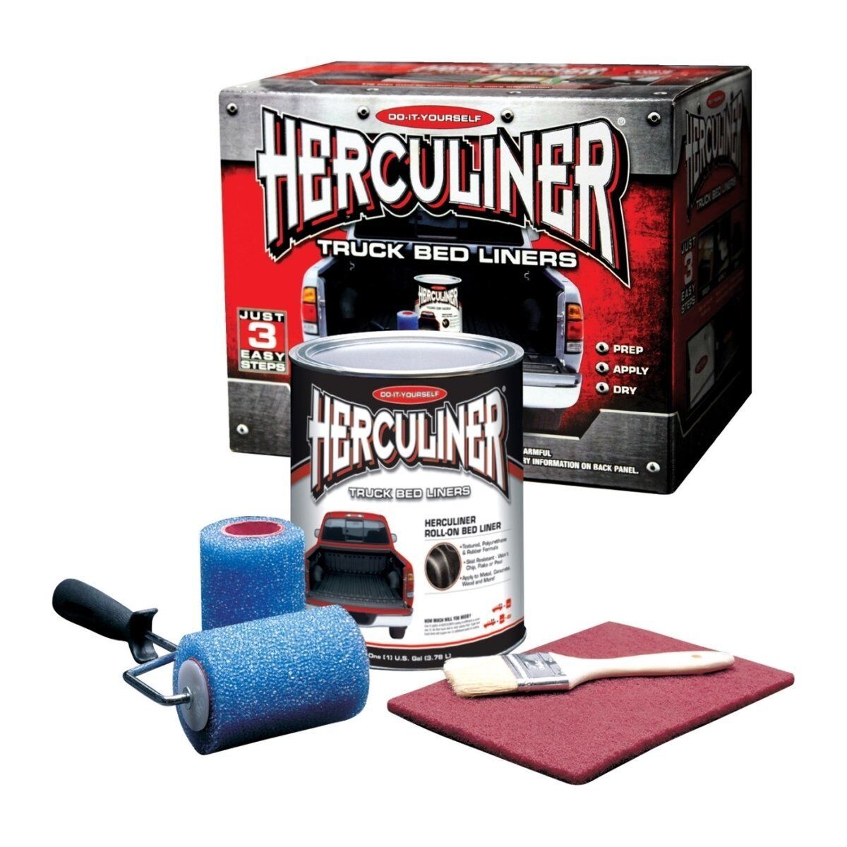 Herculiner HCL0B8 Truck Bed Liner Kit For Pick-Up Truck Beds, Black