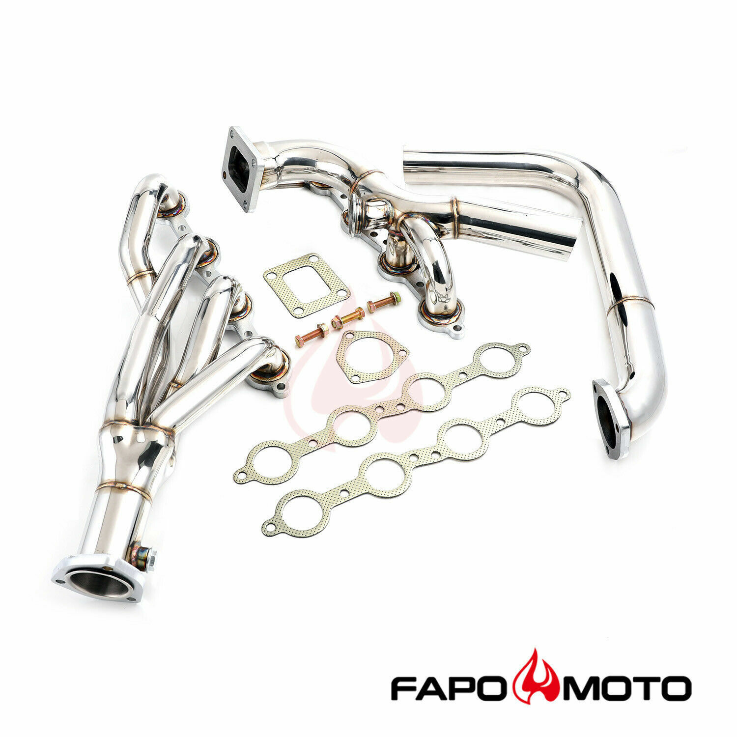 FAPO Single Turbo Headers for LSX LS2 T4 Top Mount Swap Crossover with 44mm WG