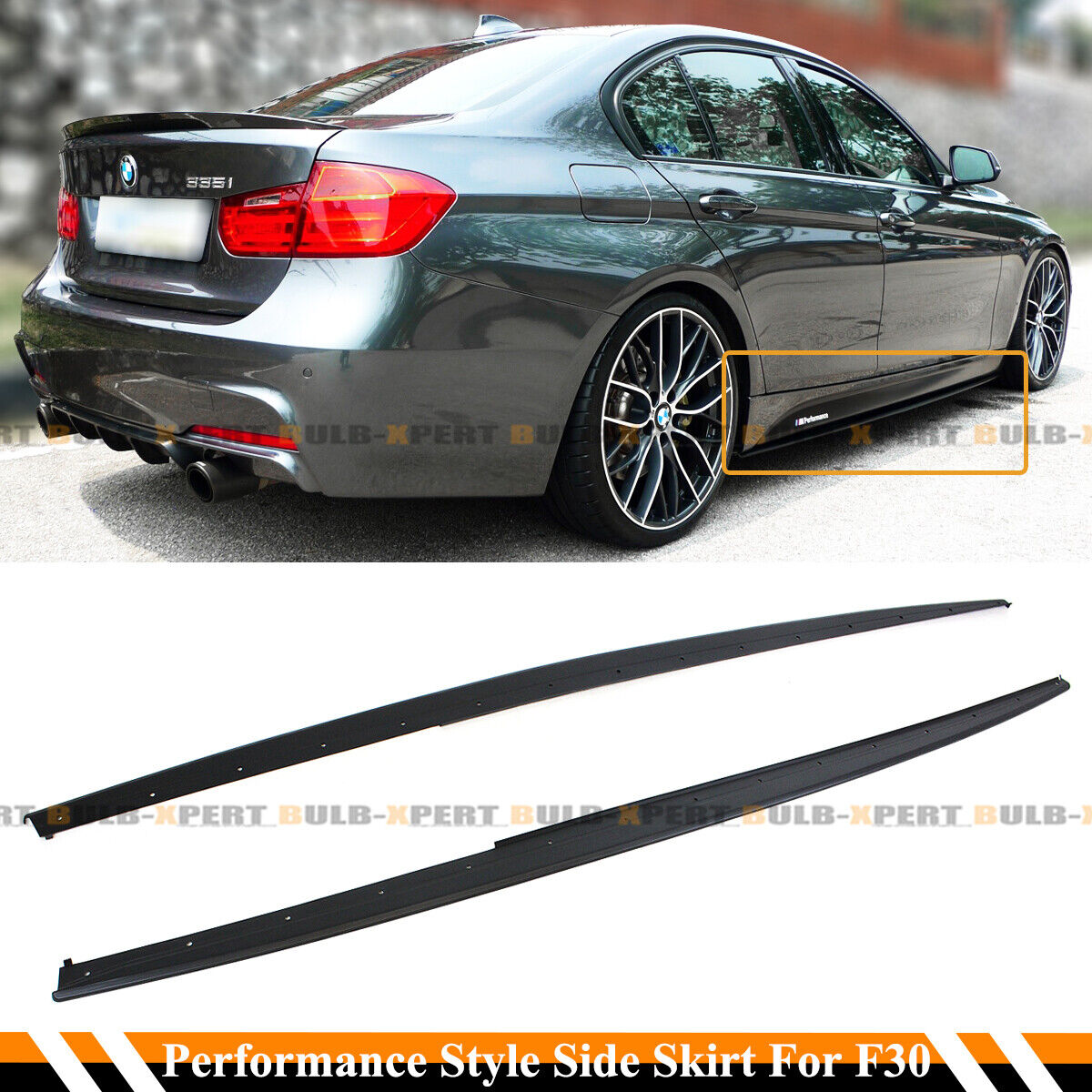 For 12-18 BMW F30 F31 3 Series Sedan M Sport Black Side Skirt Extension Splitter