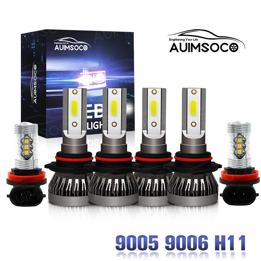 9005 9006 H11 LED Combo Headlight Fog Light Kit High+Low Beam Bulbs White 6000K