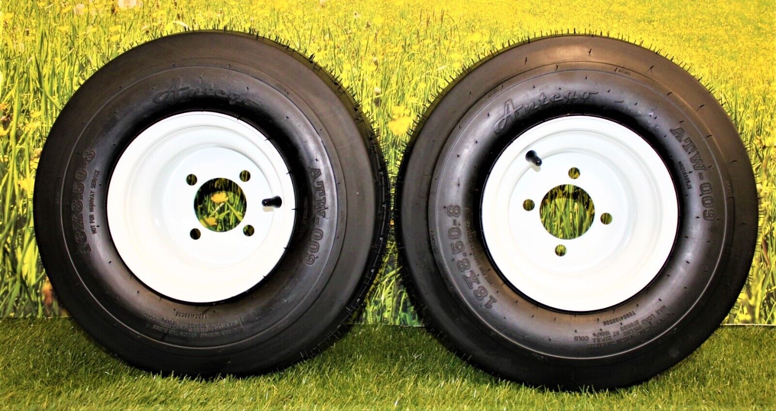 18x8.50-8 with 8x7 White Assembly for Golf Cart and Lawn Mower (Set of 2)