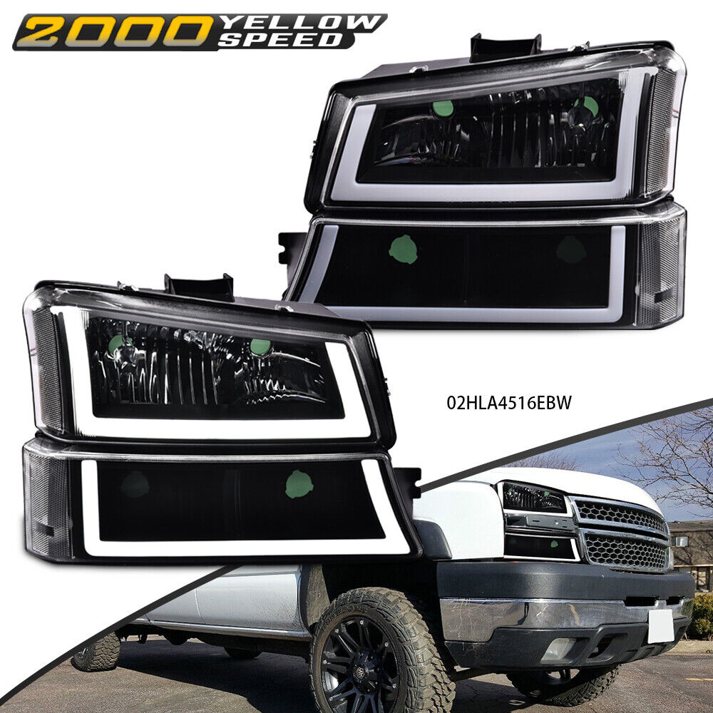 LED DRL Headlights Fit For 03-06 Chevrolet Silverado 1500 2500HD 3500 Front Lamp