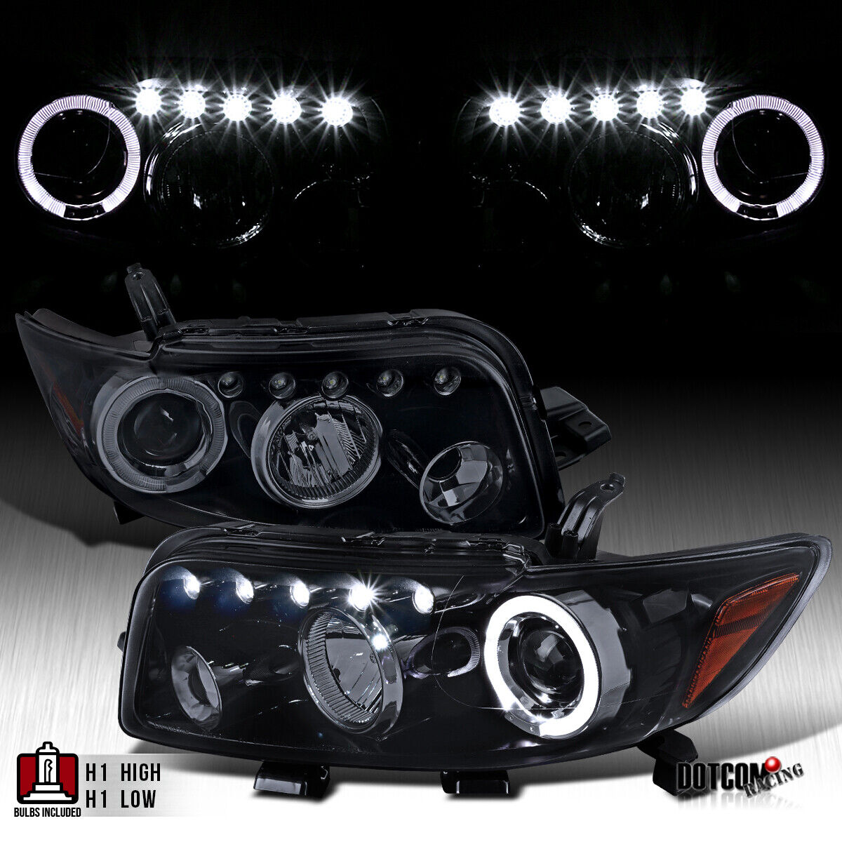 Fit 2008 2009 2010 Scion xB LED Halo Projector Headlights Headlamps Black Smoke