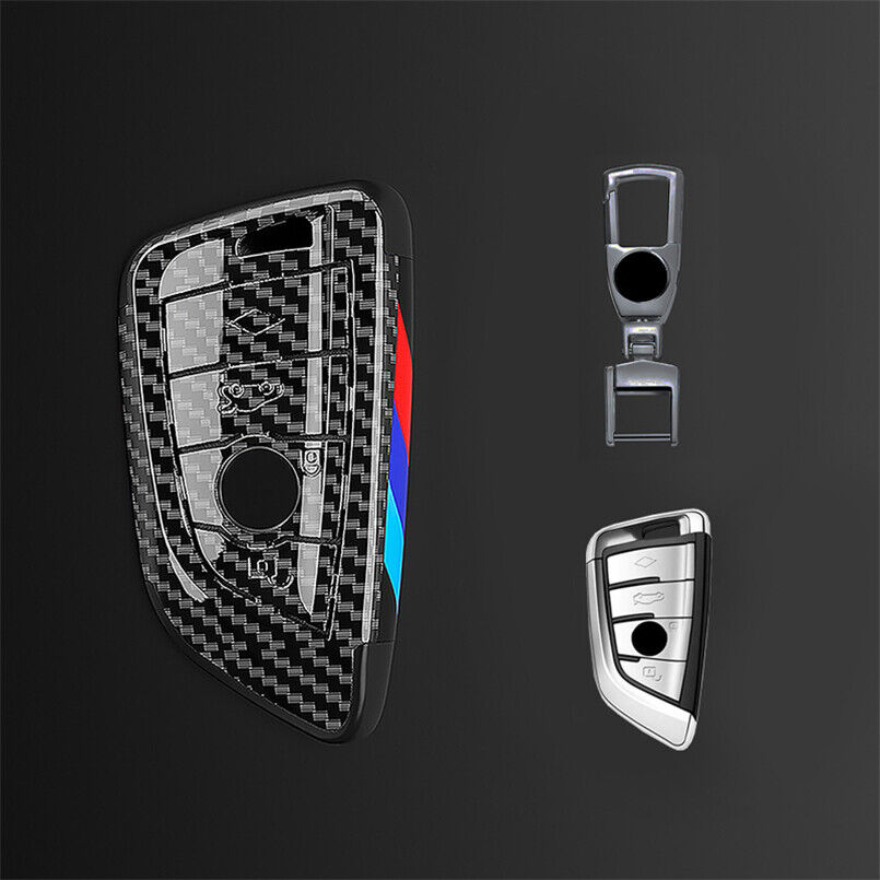For BMW X1 X3 X5 X6 5 7 Series Carbon Fiber Car Key Fob Case Cover Holder Shell