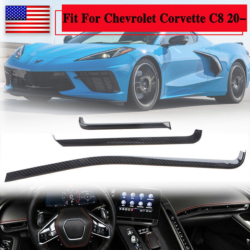 For Corvette C8 Z51 Z06 Stingray Real Carbon Fiber Console Dashboard Panel Trim