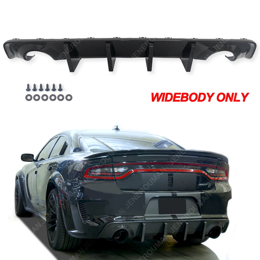 Widebody Only Carbon Fiber Look Rear Bumper Diffuser Lip For 20-23 Dodge Charger