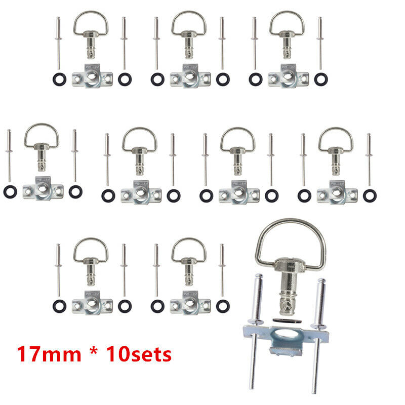 17mm 10 Sets Race Fairing Fasteners Quick Release Bodywork 1/4 D-ring Turn Bolts
