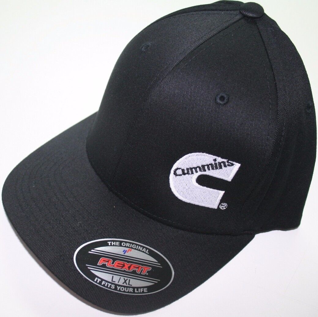 Cummins hat ball cap fitted flex fit  flexfit stretch cummings ram black lg/xl