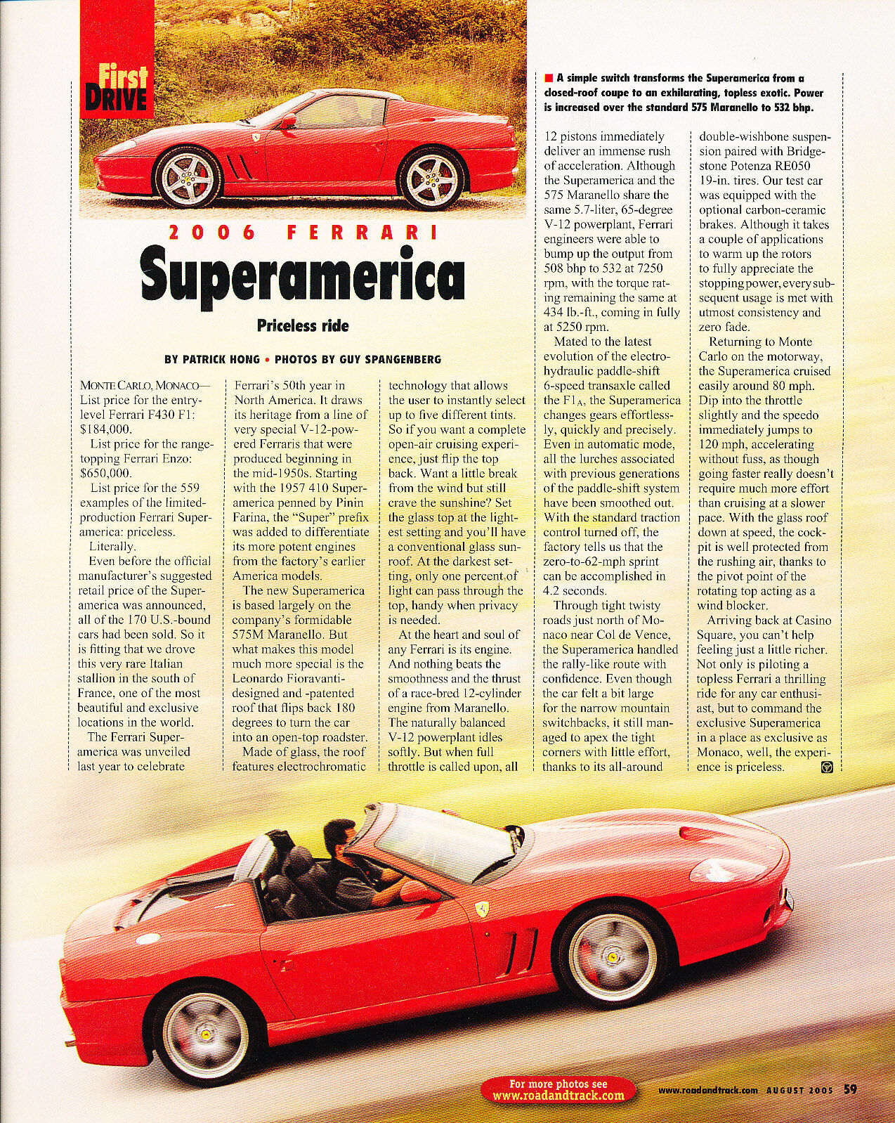 2006 Ferrari Superamerica Original Car Review Print Article J345