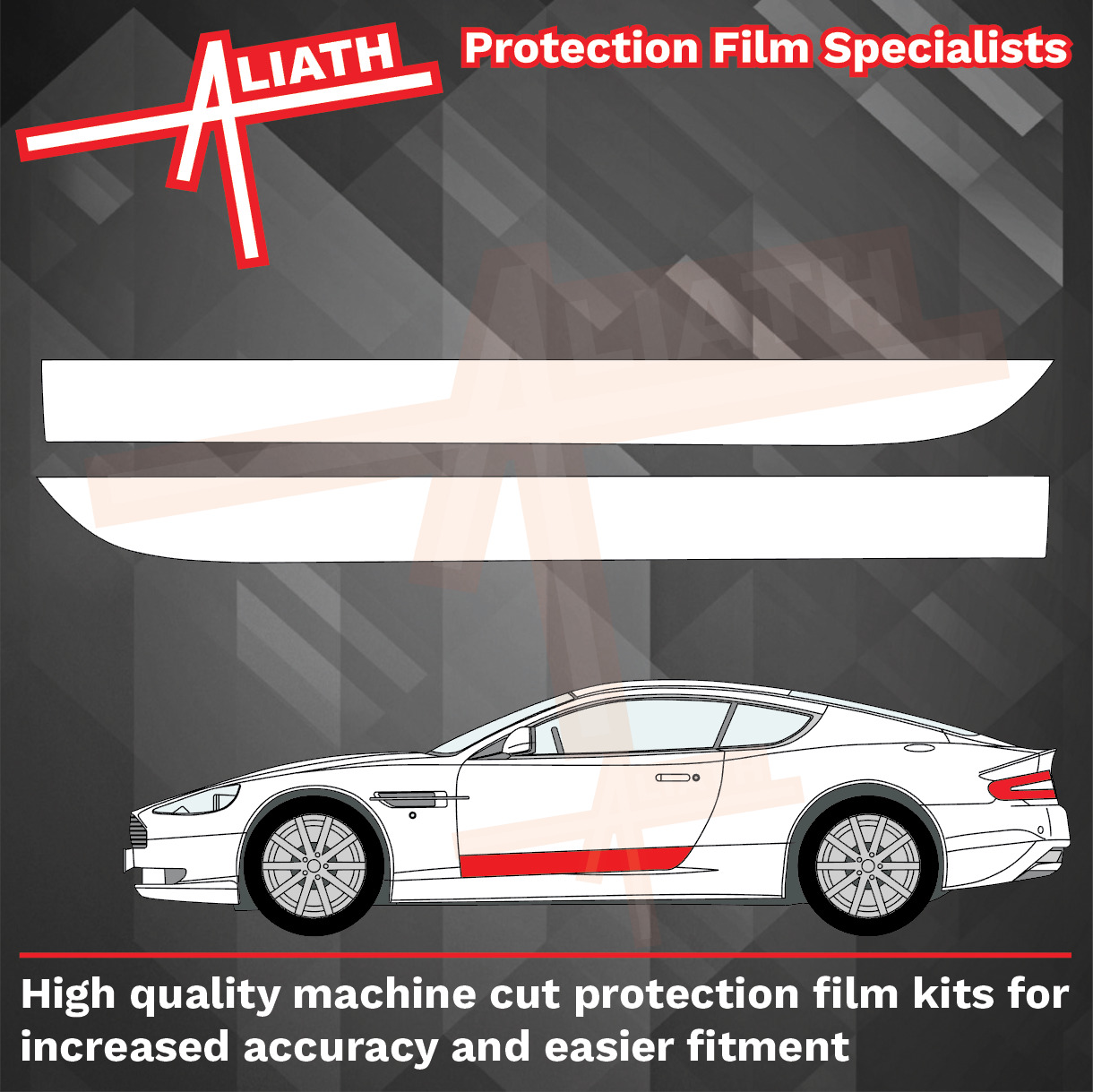 Fits - Aston Martin DB9 04-16 Lower Doors Stone Chip Paint Protection Guard Film