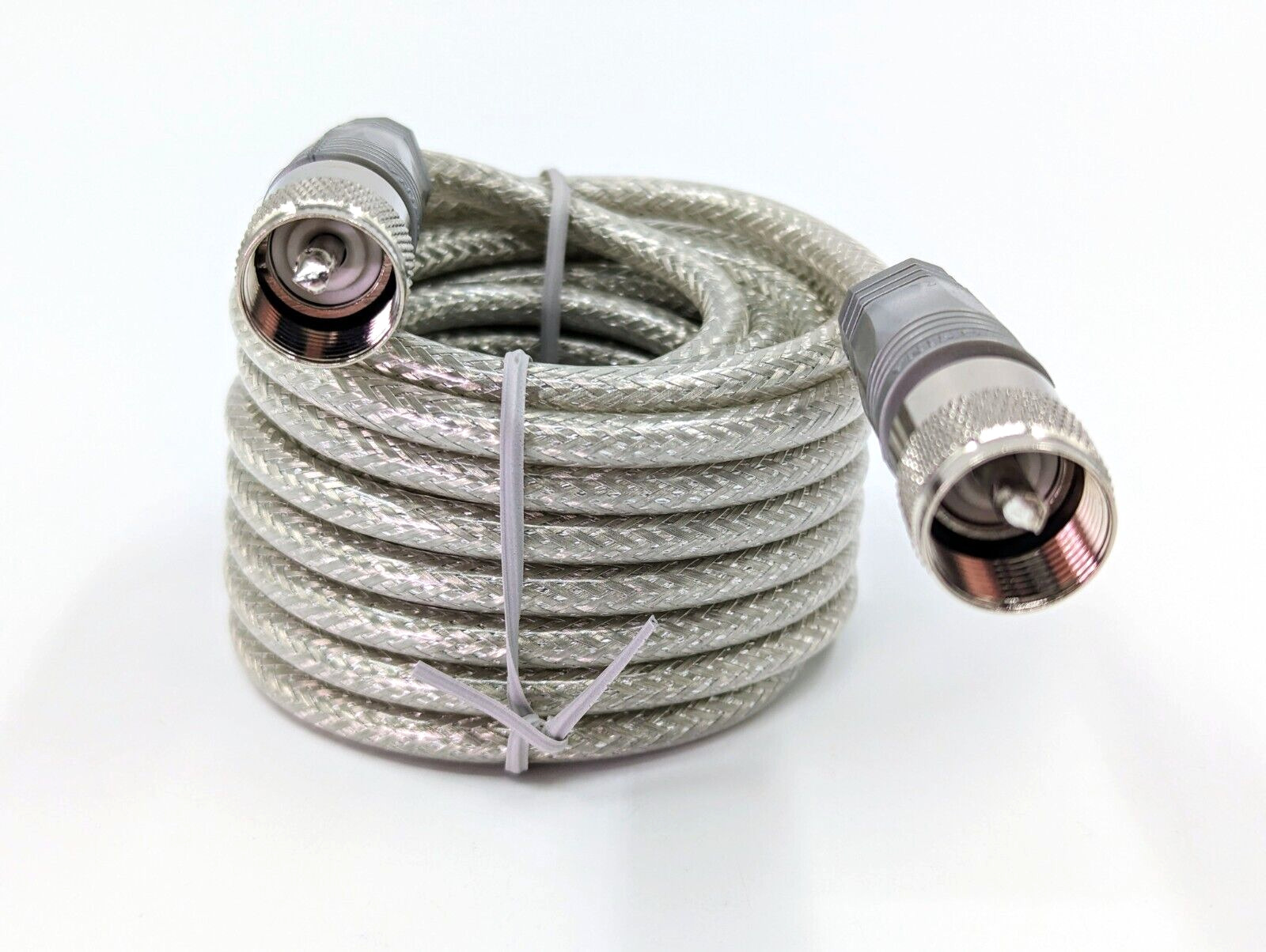 18\' CB Antenna Mini-8 Coax Silver Cable w/PL-259 Connectors by TruckSpec®
