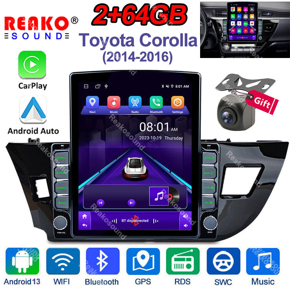 2+64G 9.7'' For Toyota Corolla 2014-2016 Android 13 GPS Car Radio Stereo CarPlay