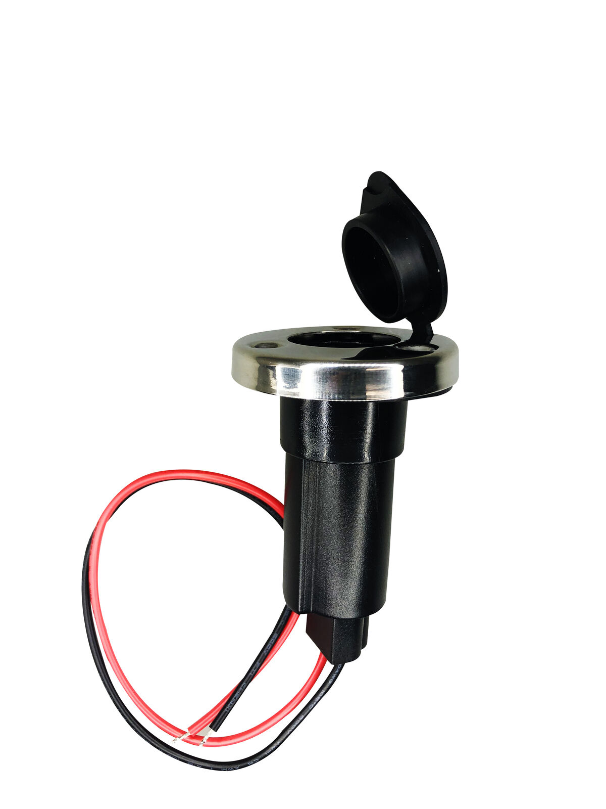 Pactrade Black Rubber Cap 2-Prong Stern Light Pole Base SS304 Top Socket Plug-In