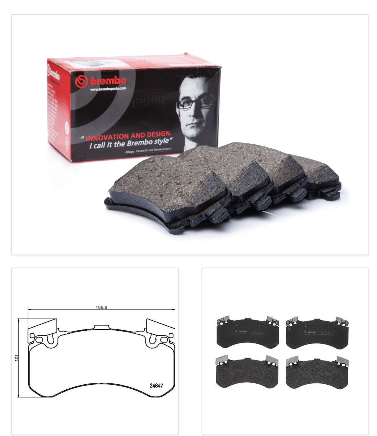 Brembo Front Brake Pads For 2013-2018 Audi S6 S7 RS7 A6 A7 With 400mm Rotors