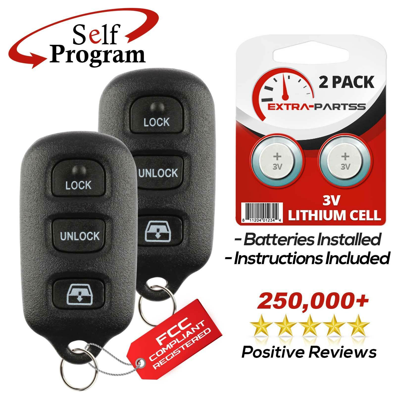 2 For 2001 2002 2003 2004 2005 2006 2007 2008 Toyota Sequoia Car Remote Key Fob