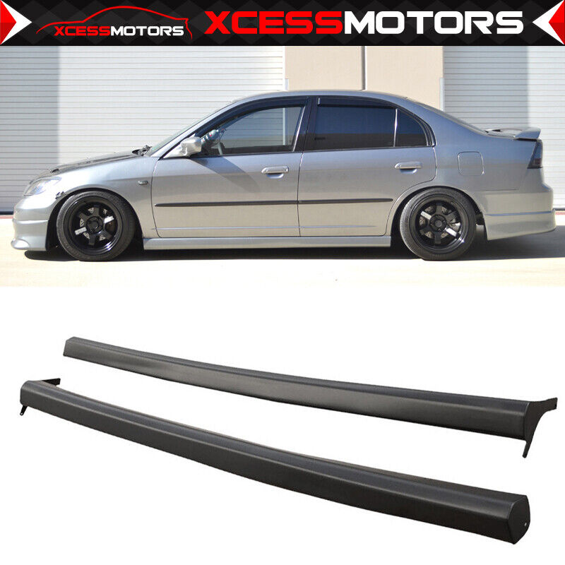 Fits 01-05 Honda Civic 2 4Dr RS Style Side Skirts Rocker Pannel Unpainted PP