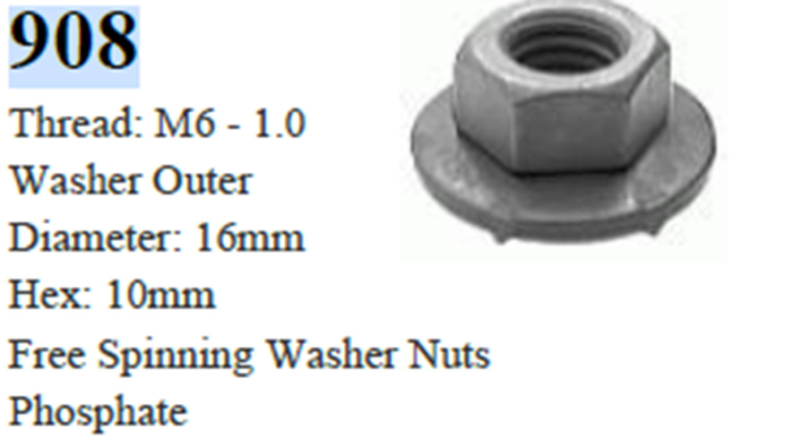 50 Pcs Thread: M6 - 1.0 Washer Free Spinning Washer Nuts Phosphate