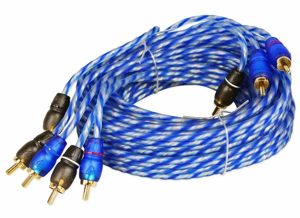 Rockville RTR124 12 Foot 4 Channel Twisted Pair RCA Cable Split Pin, 100% Copper