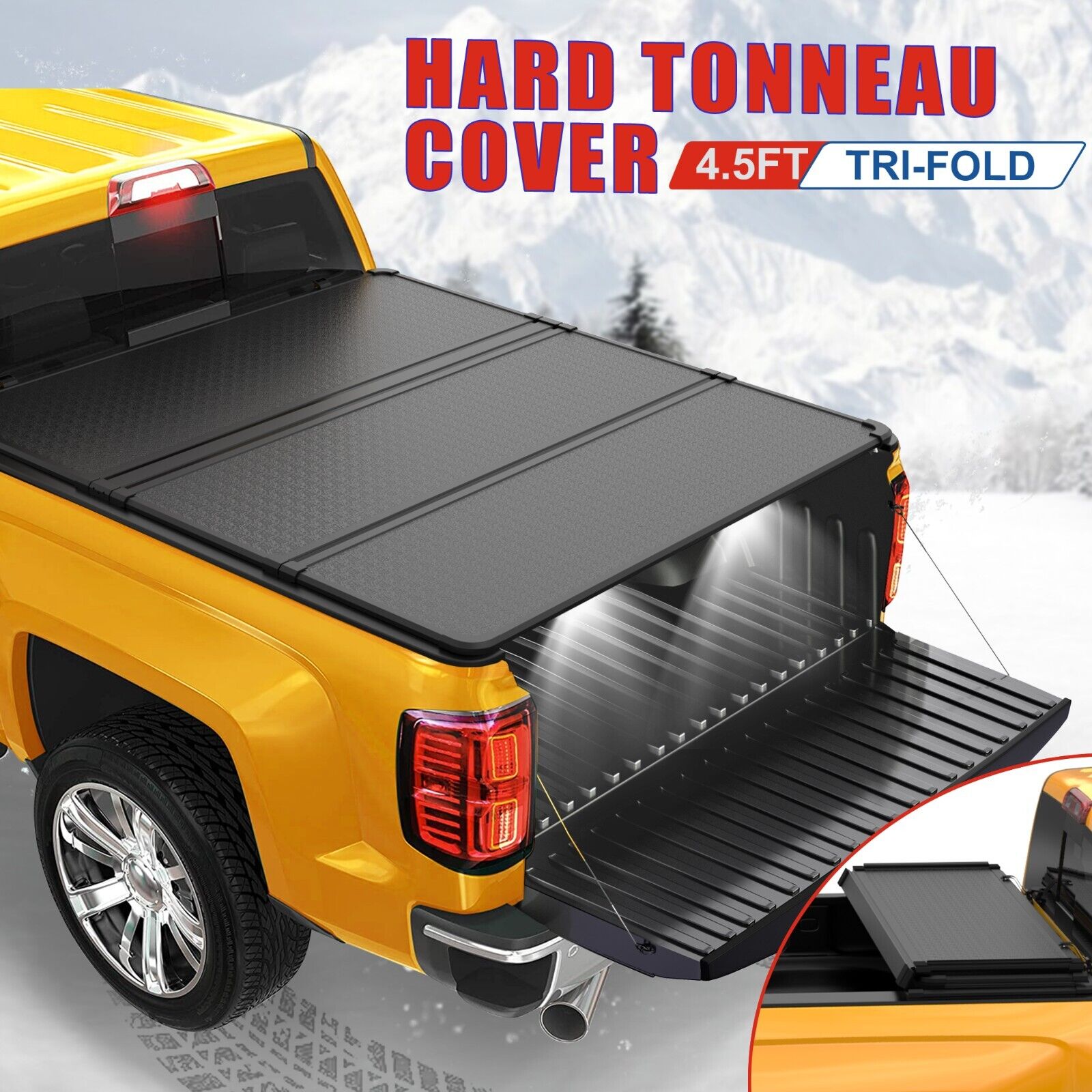 4.5ft / 4.6ft Hard Tonneau Cover For 2022 2023 Ford Maverick Truck Bed Tri-Fold