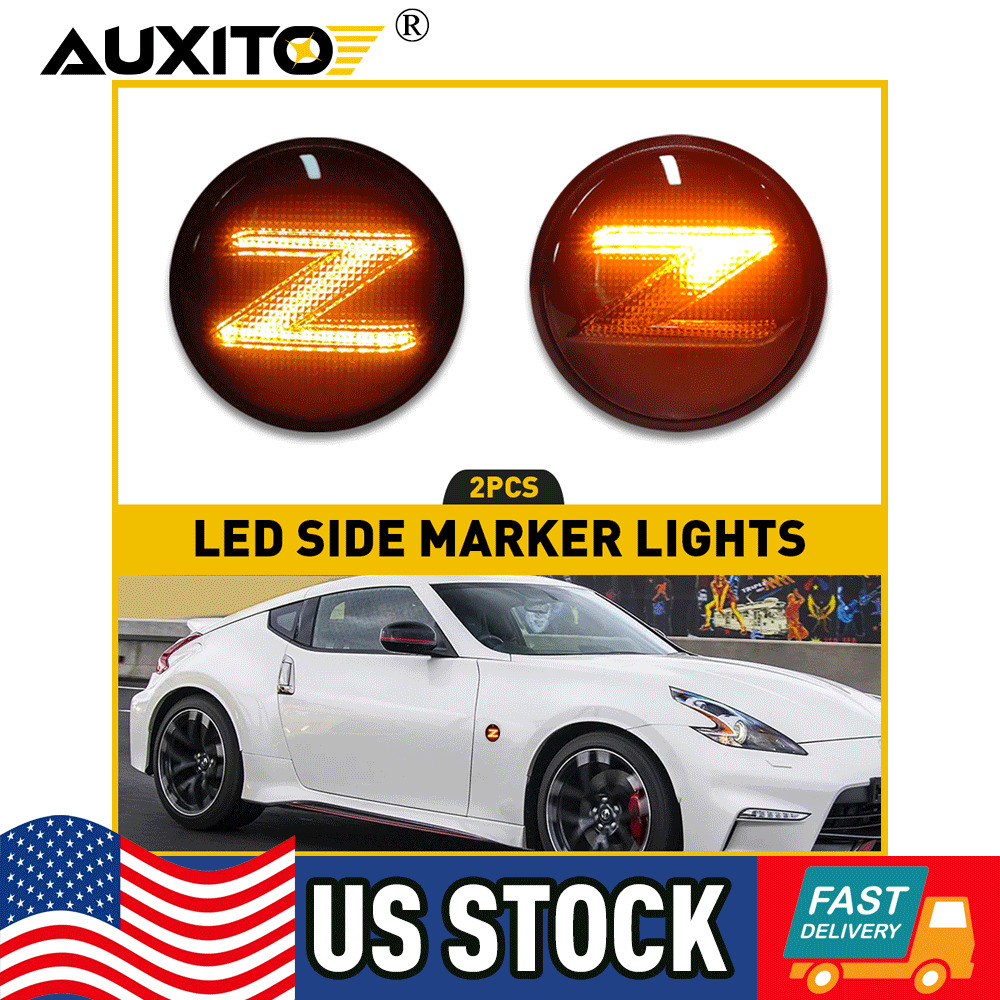 2x Smoke Sequential LED Side Marker Lights Turn Signal for 2009-2020 Nissan 370Z