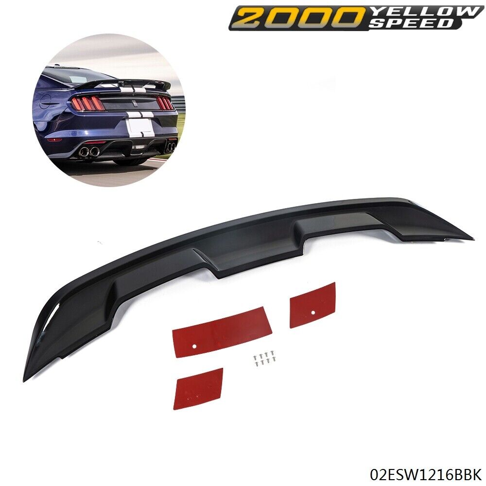FIT FOR 15-21 S550 FORD MUSTANG GLOSSY BLACK GT500 GT350 STYLE SPOILER WING KIT