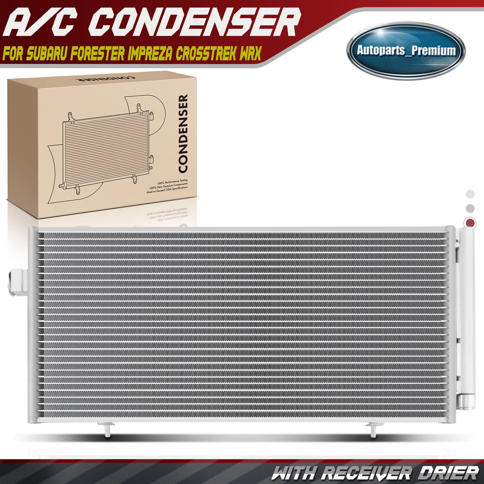 A/C Condenser with Receiver Drier for Subaru Impreza Crosstrek Forester WRX STI