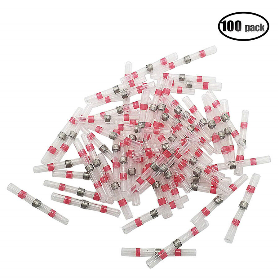 New Red 100PCS IP67 Solder Sleeve Heat Shrink Tube Terminal Connector 22-18AWG