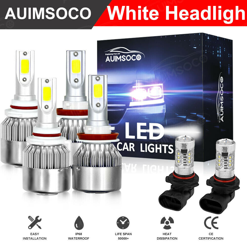 For Ford F-150 2015-2019 Front LED Headlight High Low Beam + Fog Light Bulbs