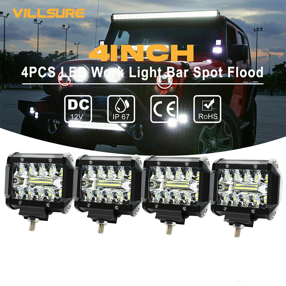 4inch 24000LM LED Work Pods Light Bar Spot Truck Offroad 4WD Driving Fog Light