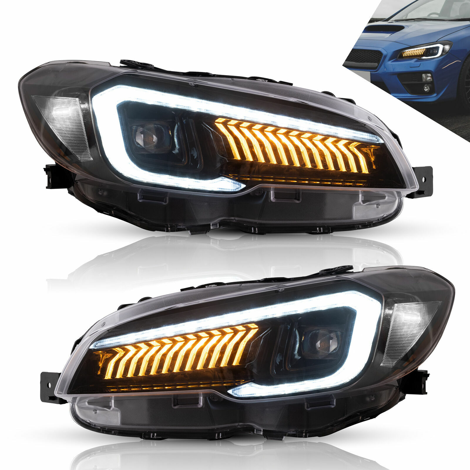Set New Style LED Projector Headlights Front Lamps For 2015-2020 Subaru WRX