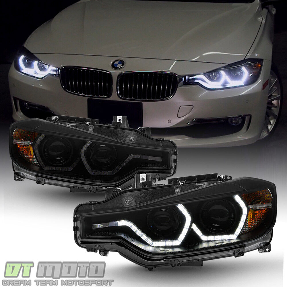 Black Smoke 2012-2015 BMW F30 328i 335i Sedan LED 3D DRL 2 Projector Headlights