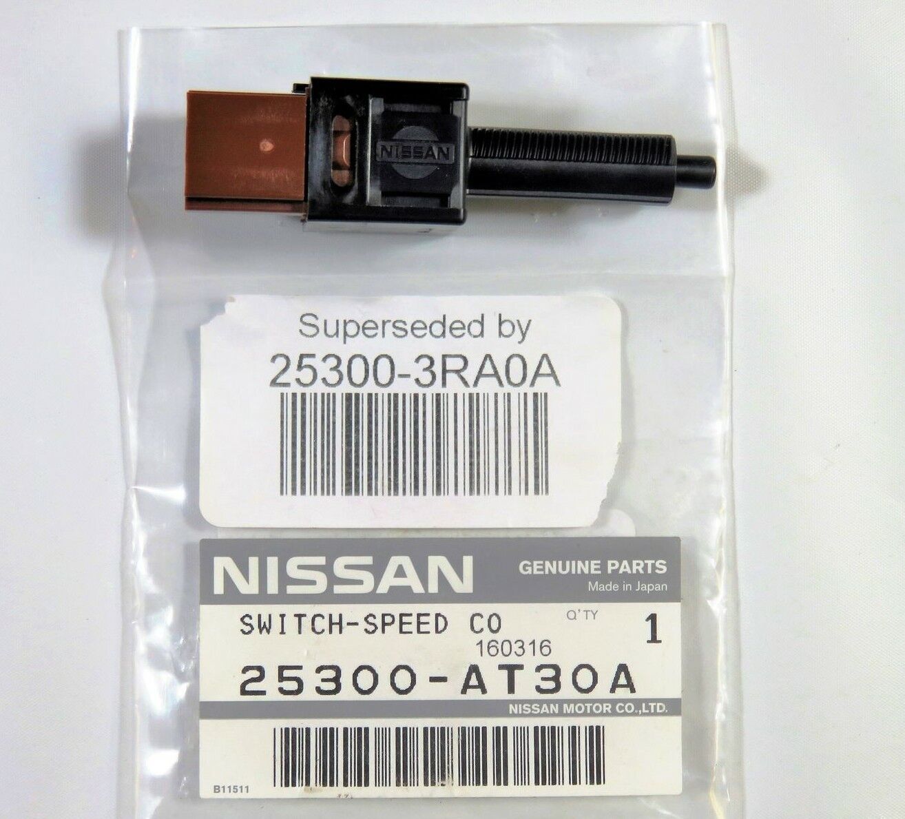 Genuine OEM Nissan 25300-3RA0A Brake Switch Cruise Cancel / Clutch Safety Switch