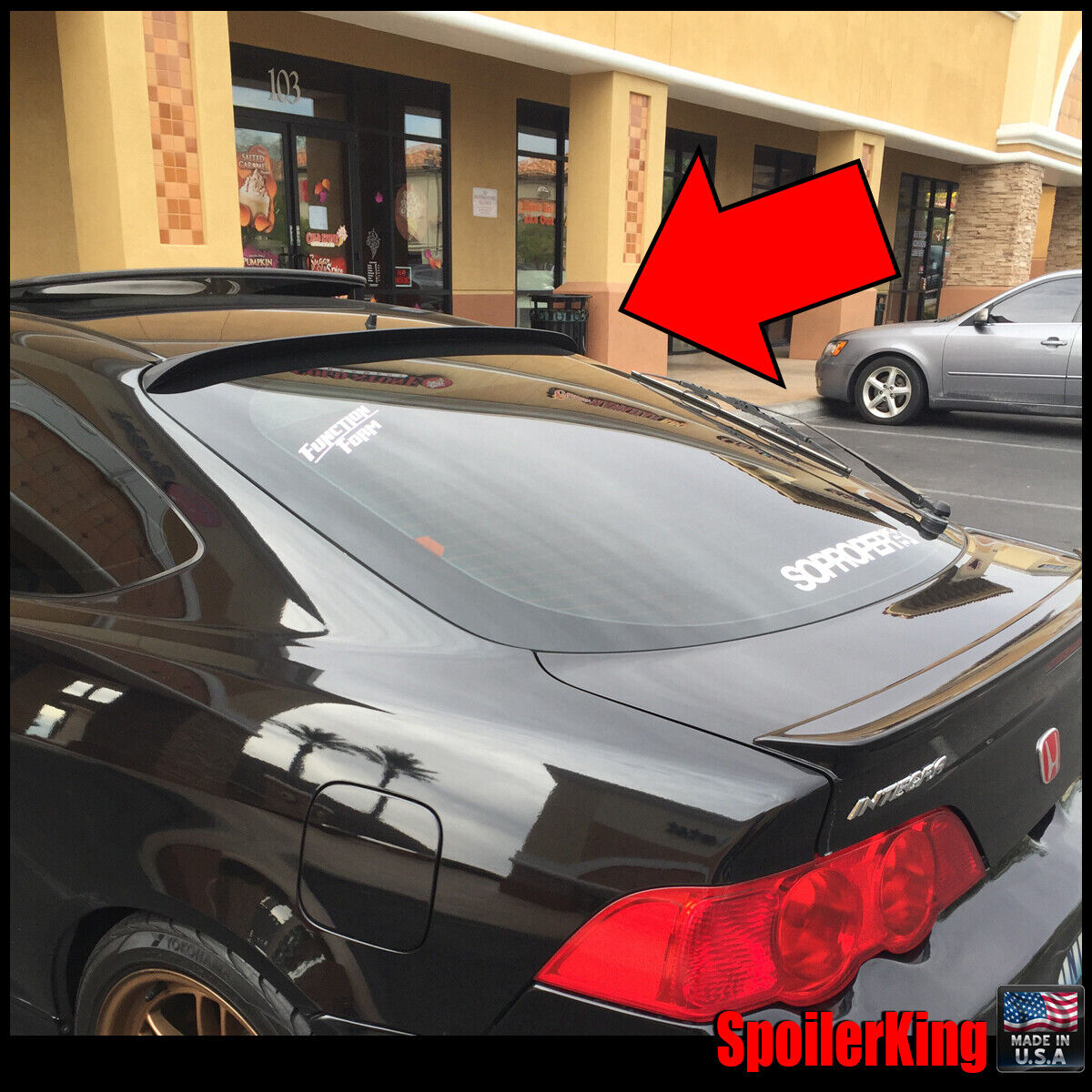 (284R) StanceNride Rear Roof Spoiler Window Wing (Fits: Acura RSX 2002-06 DC5)