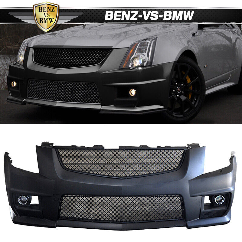 Fits 08-13 Cadillac CTS V-Style PP Front Bumper Cover Mesh Upper Lower Grille