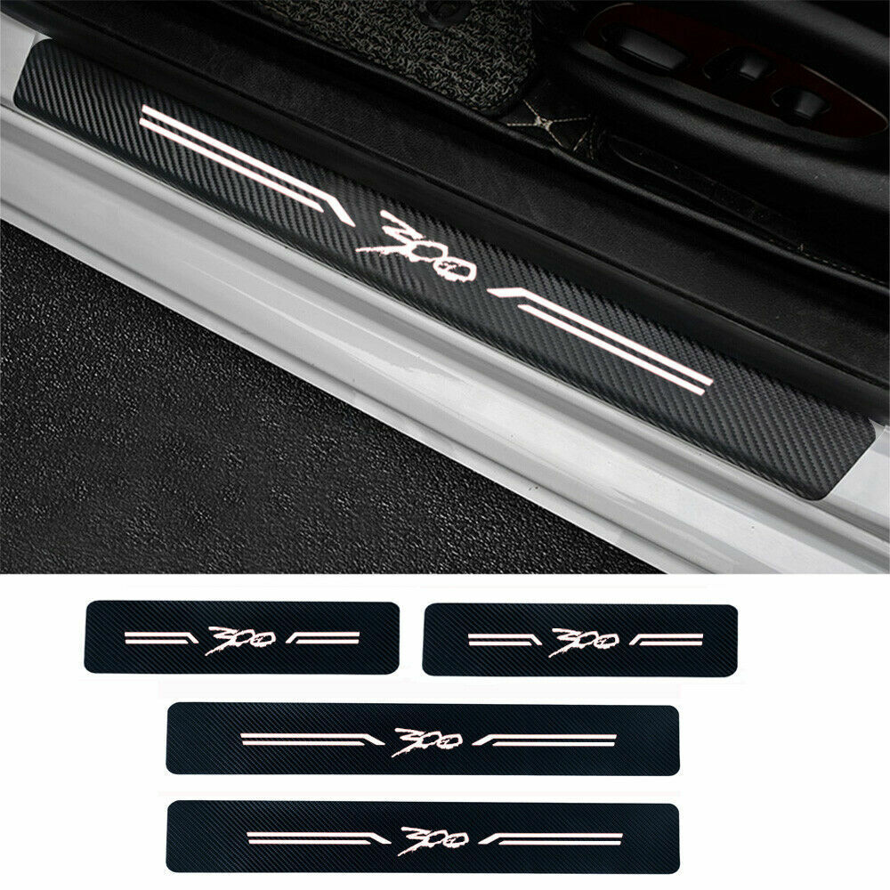4*Carbon Fiber Leather Car Door Sill Protector Stickers for Chrysler 300/C/ 300S