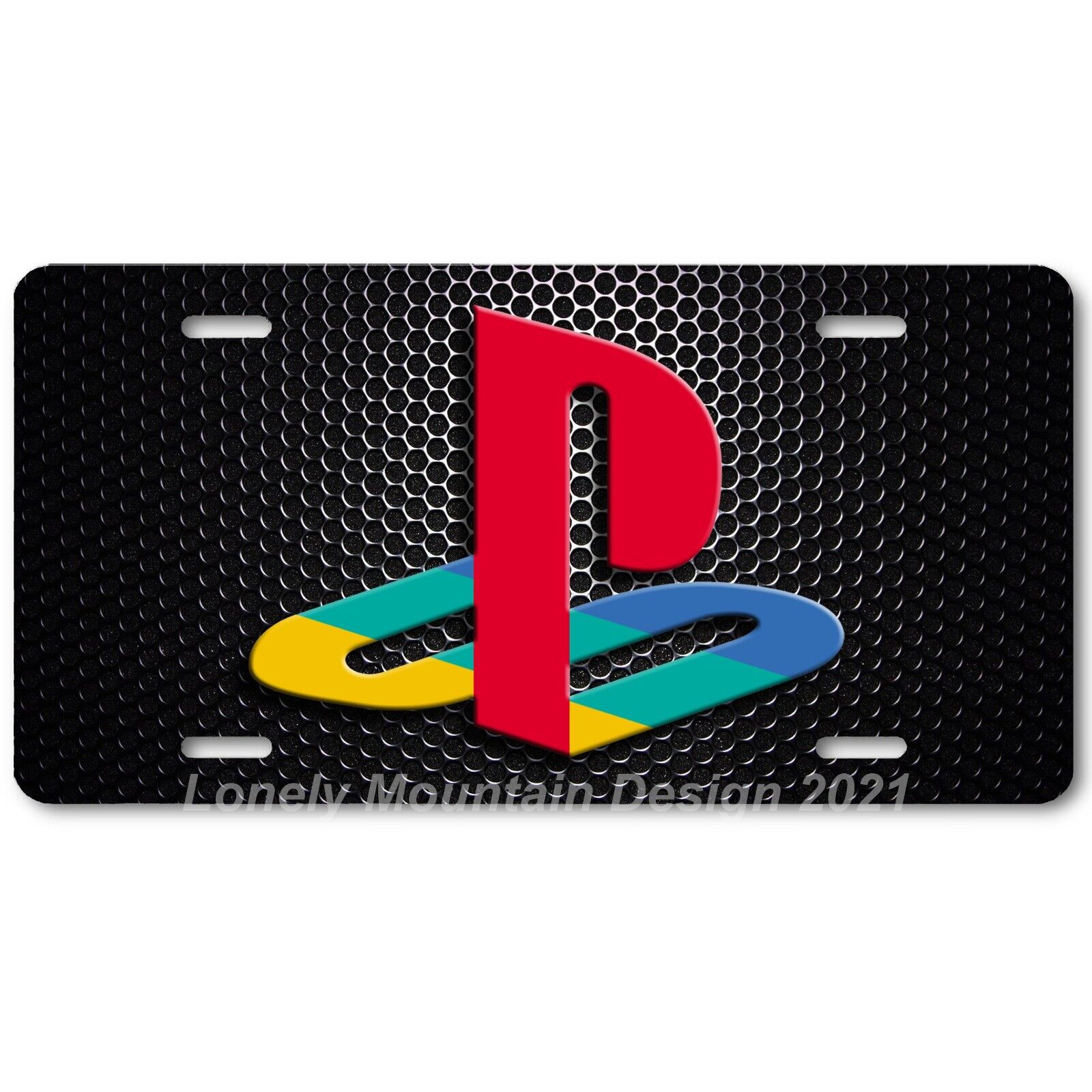 Sony Playstation Inspired Art on Mesh FLAT Aluminum Novelty License Tag Plate