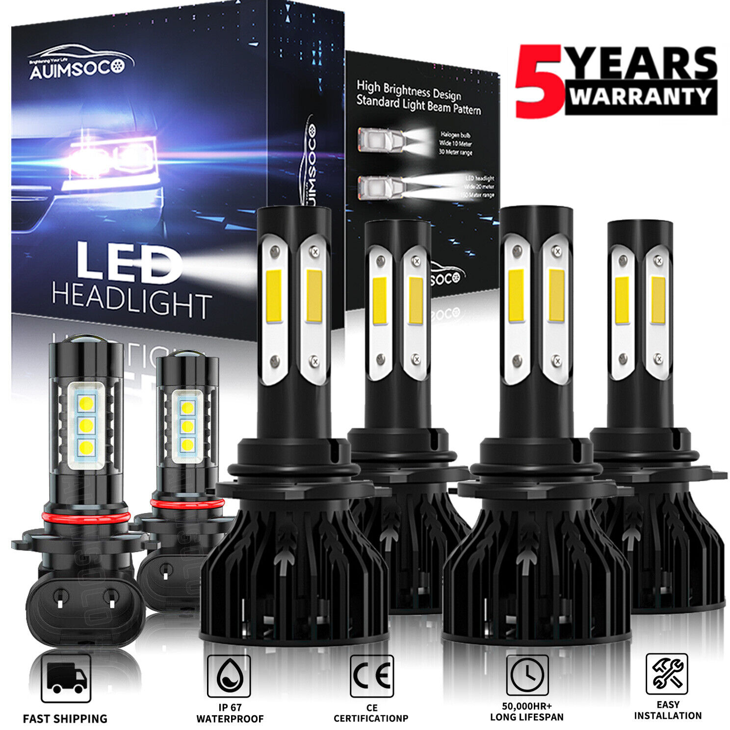 For 2005-2010 Jeep Grand Cherokee Sport Utility Front LED Headlight + Fog Light