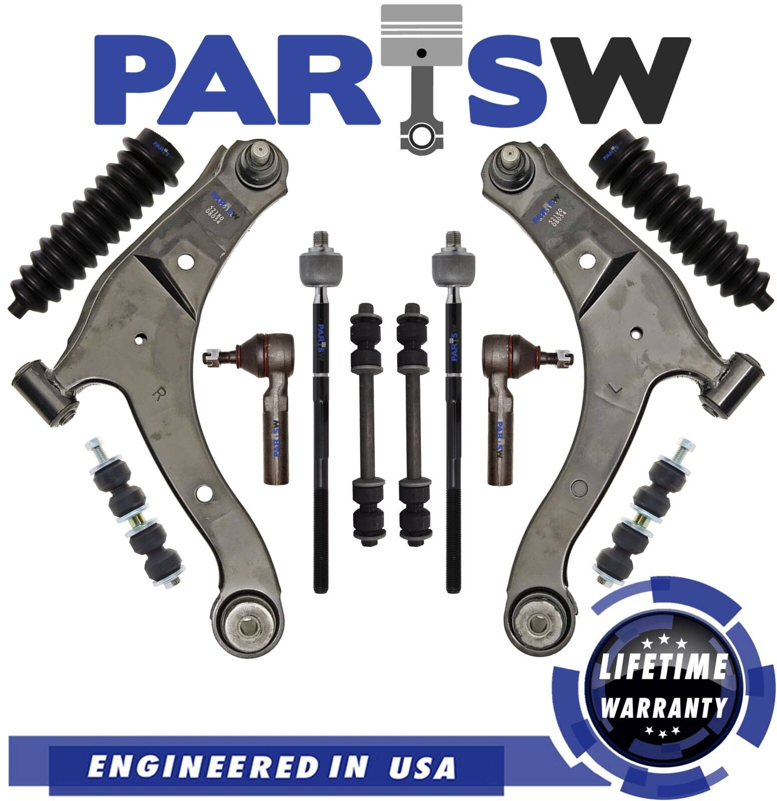 12 Pc Suspension Kit for Dodge Neon, Control Arms, Rear & Front Sway Bar Link